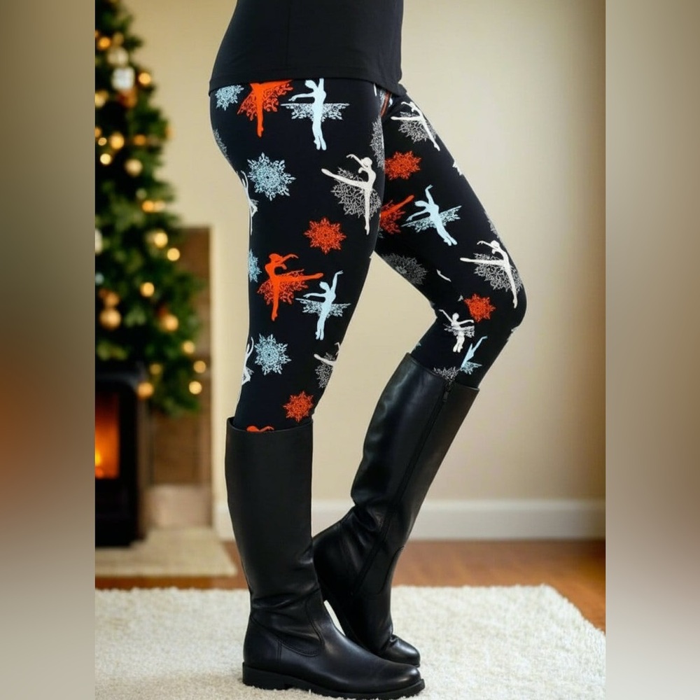 OS/PLUS NEW Christmas Nutcracker Ballet Leggings, Buttery Soft Yoga Pants